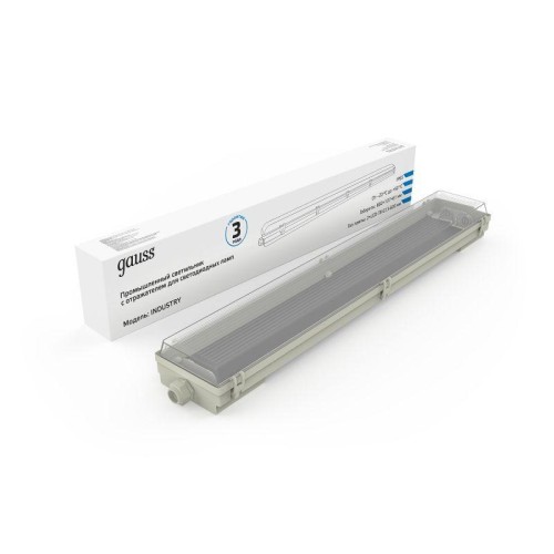 Светильник INDUSTRY G13 IP65 665х85х55мм ДСП линейный для LED ламп 2х600мм GAUSS 909410260
