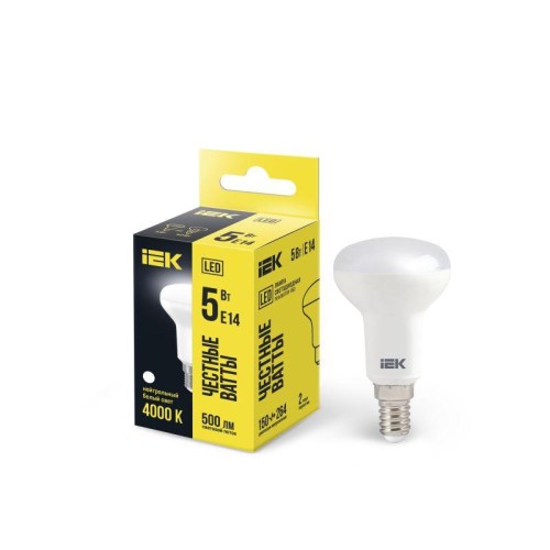 Лампа светодиодная Eco 5Вт R50 4000К нейтр. бел. E14 450лм 230-240В IEK LLE-R50-5-230-40-E14
