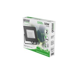 Прожектор светодиодный Elementary 50Вт IP65 3200лм 175-265В ДО черн. GAUSS 613100650