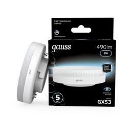 Лампа светодиодная Black 6Вт таблетка 4100К нейтр. бел. GX53 490лм GAUSS 108008206