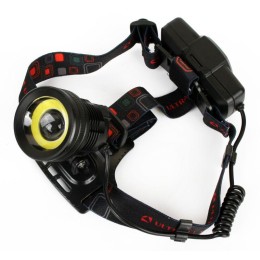 Фонарь аккумуляторный налобный E1335 2LED 4Вт фокус 4 режима аккум. 3.7В метал. черн. (бокс) Ultrafl