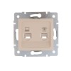 Розетка компьютерная + телефонная 2-м СП Karina RJ45 + RJ11 механизм крем. LEZARD 707-0388-143