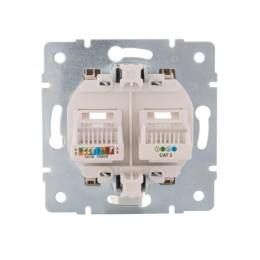 Розетка компьютерная + телефонная 2-м СП Karina RJ45 + RJ11 механизм крем. LEZARD 707-0388-143