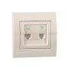 Розетка компьютерная + телефонная 2-м СП Deriy RJ45 + RJ11 IP20 жемчуж./бел. метал. LEZARD 702-3030-
