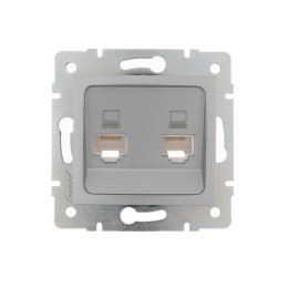 Розетка компьютерная + телефонная 2-м СП Karina RJ45 + RJ11 механизм матов. серебр. LEZARD 707-4388-