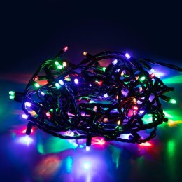 Гирлянда светодиодная "Нить" 10м 100LED мультиколор IP65 новогодняя провод черн. ПВХ (без шнура пита