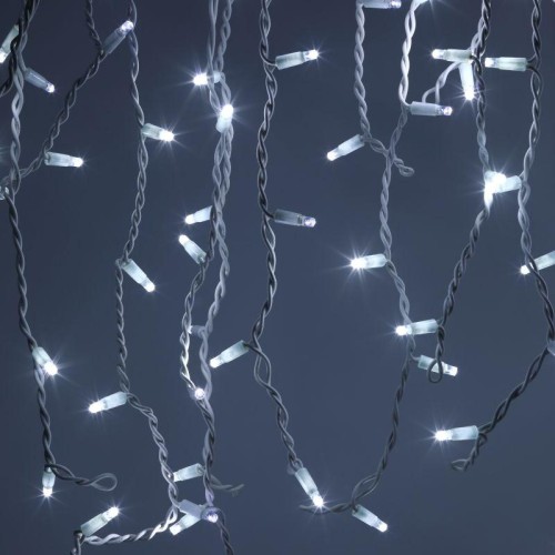 Гирлянда светодиодная "Бахрома" 2х0.7м 100LED холод. бел. IP65 220В бел. мерцание провод бел. каучук