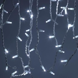 Гирлянда светодиодная "Бахрома" 2х1м 120LED холод. бел. IP65 220В бел. мерцание провод бел. каучук (