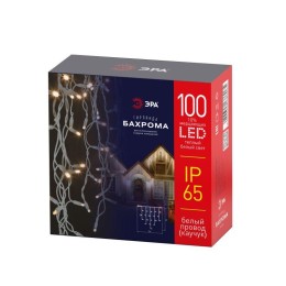 Гирлянда светодиодная "Бахрома" 1х2м 100LED тепл. бел. новогодняя провод бел. каучук (без шнура пита