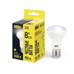 Лампа светодиодная Eco R63 8Вт 3000К тепл. бел. E27 720лм 230-240В IEK LLE-R63-8-230-30-E27