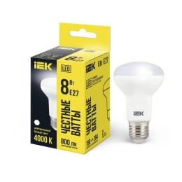 Лампа светодиодная Eco 8Вт R63 4000К нейтр. бел. E27 720лм 230-240В IEK LLE-R63-8-230-40-E27