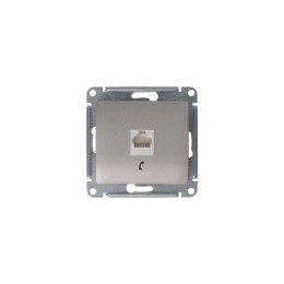 Розетка телефонная 1-м Glossa RJ11 механизм платина SE GSL001281T