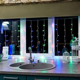 Гирлянда светодиодная "Светодиодный Дождь" 1.5х1м 96LED мультиколор 8Вт 230В IP20 с контроллером про