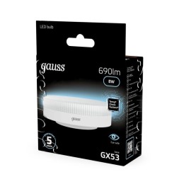 Лампа светодиодная Black 8Вт таблетка 4100К нейтр. бел. GX53 690лм GAUSS 108008208