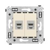 Розетка компьютерная 2-м СП Avanti "Ванильная дымка" RJ45 кат.5E без шторок экранир. механизм DKC 44