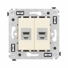 Розетка компьютерная 2-м СП Avanti "Ванильная дымка" RJ45 кат.6A без шторок экранир. механизм DKC 44