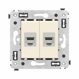 Розетка компьютерная 2-м СП Avanti "Ванильная дымка" RJ45 кат.6A без шторок экранир. механизм DKC 44