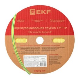 Трубка термоусадочная ТУТ нг 25/12.5 желт./зел. PROxima (уп.50м) EKF tut-25-yg