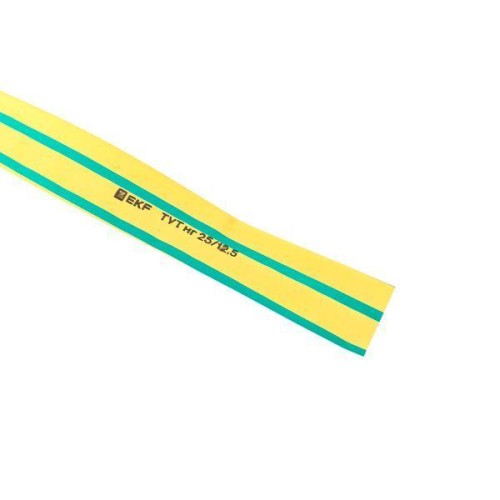 Трубка термоусадочная ТУТ нг 25/12.5 желт./зел. PROxima (уп.50м) EKF tut-25-yg