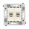 Розетка компьютерная 2-м СП Avanti "Ванильная дымка" RJ45 кат.6 без шторок экранир. механизм DKC 440