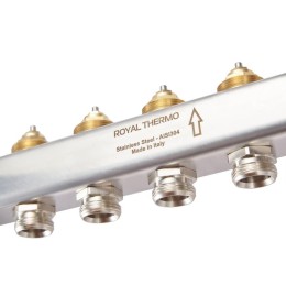 Коллектор универсальный 1дюйм ВР-3/4дюйм НР 8 выходов в сборе нерж. Royal Thermo НС-1080937
