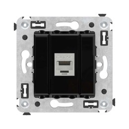 Розетка компьютерная 1-м СП Avanti "Черный квадрат" RJ45 кат.5E без шторок экранир. механизм DKC 440