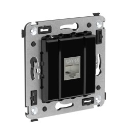 Розетка компьютерная 1-м СП Avanti "Черный квадрат" RJ45 кат.5E без шторок экранир. механизм DKC 440