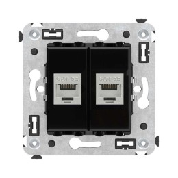 Розетка компьютерная 2-м СП Avanti "Черный квадрат" RJ45 кат.5E без шторок экранир. механизм DKC 440
