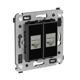 Розетка компьютерная 2-м СП Avanti "Черный квадрат" RJ45 кат.5E без шторок экранир. механизм DKC 440