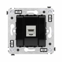 Розетка компьютерная 1-м СП Avanti "Черный квадрат" RJ45 кат.6A без шторок экранир. механизм DKC 440