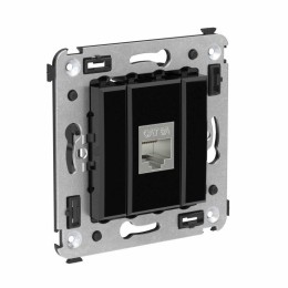 Розетка компьютерная 1-м СП Avanti "Черный квадрат" RJ45 кат.6A без шторок экранир. механизм DKC 440