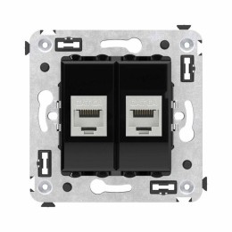Розетка компьютерная 2-м СП Avanti "Черный квадрат" RJ45 кат.6A без шторок экранир. механизм DKC 440