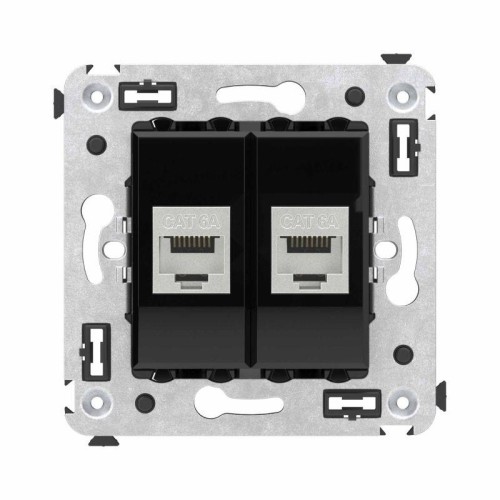 Розетка компьютерная 2-м СП Avanti "Черный квадрат" RJ45 кат.6A без шторок экранир. механизм DKC 440