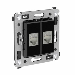Розетка компьютерная 2-м СП Avanti "Черный квадрат" RJ45 кат.6A без шторок экранир. механизм DKC 440