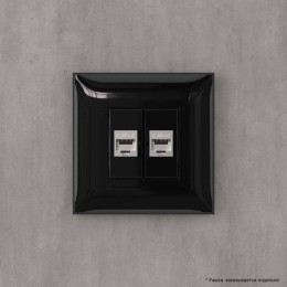 Розетка компьютерная 2-м СП Avanti "Черный квадрат" RJ45 кат.6A без шторок экранир. механизм DKC 440