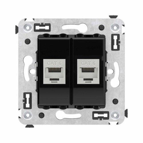 Розетка компьютерная 2-м СП Avanti "Черный квадрат" RJ45 кат.6 без шторок экранир. механизм DKC 4402