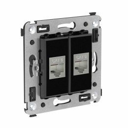 Розетка компьютерная 2-м СП Avanti "Черный квадрат" RJ45 кат.6 без шторок экранир. механизм DKC 4402