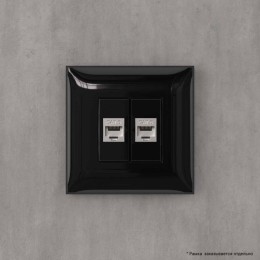 Розетка компьютерная 2-м СП Avanti "Черный квадрат" RJ45 кат.6 без шторок экранир. механизм DKC 4402