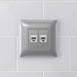 Розетка компьютерная 2-м СП Avanti "Закаленная сталь" RJ45 кат.5E без шторок механизм DKC 4404664