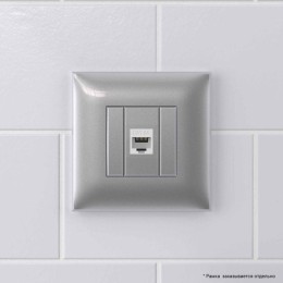 Розетка компьютерная 1-м СП Avanti "Закаленная сталь" RJ45 кат.6A без шторок механизм DKC 4404673