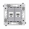 Розетка компьютерная 2-м СП Avanti "Закаленная сталь" RJ45 кат.6A без шторок механизм DKC 4404674