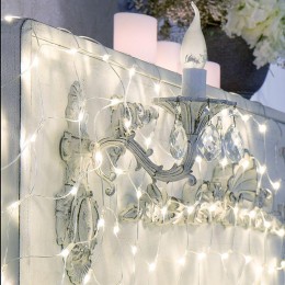 Гирлянда светодиодная "Сеть" 1.8х1.5м 180LED бел. 15Вт 220-240В IP20 с контроллером 8 режимов провод