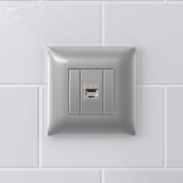 Розетка компьютерная 1-м СП Avanti "Закаленная сталь" RJ45 кат.5E без шторок экранир. механизм DKC 4