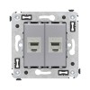Розетка компьютерная 2-м СП Avanti "Закаленная сталь" RJ45 кат.5E без шторок экранир. механизм DKC 4