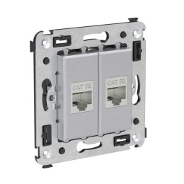 Розетка компьютерная 2-м СП Avanti "Закаленная сталь" RJ45 кат.5E без шторок экранир. механизм DKC 4