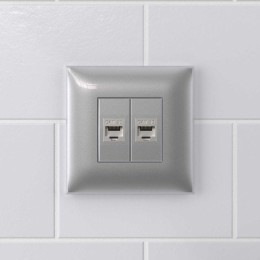 Розетка компьютерная 2-м СП Avanti "Закаленная сталь" RJ45 кат.5E без шторок экранир. механизм DKC 4