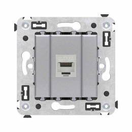 Розетка компьютерная 1-м СП Avanti "Закаленная сталь" RJ45 кат.6A без шторок экранир. механизм DKC 4