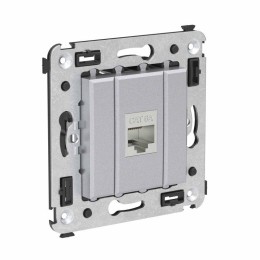 Розетка компьютерная 1-м СП Avanti "Закаленная сталь" RJ45 кат.6A без шторок экранир. механизм DKC 4