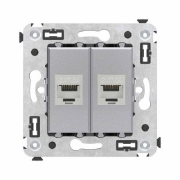 Розетка компьютерная 2-м СП Avanti "Закаленная сталь" RJ45 кат.6A без шторок экранир. механизм DKC 4