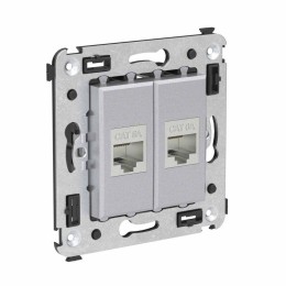 Розетка компьютерная 2-м СП Avanti "Закаленная сталь" RJ45 кат.6A без шторок экранир. механизм DKC 4